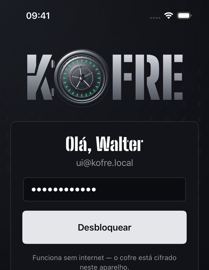 Kofre unlock screen with vault lights lit